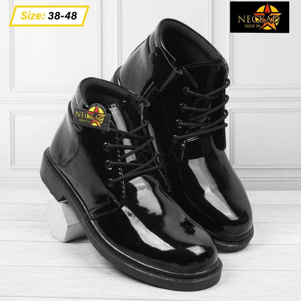 A86 38-47 PDH SERVICE SHOES 4 สายรัดสําหรับ POLICE, TNI, SECURITY, OFFICIAL, SHINY ZIPPER STRAPS & W