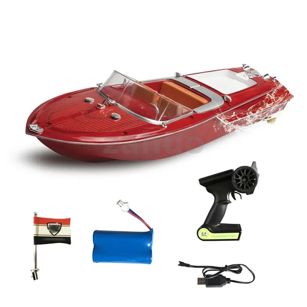 HUIQI SK1 RTR 2.4G 25 กม./ชม.RC เรือรีโมทคอนโทรลเรือแข่งกันน้ําไม้ Speedboat ของเล่นรถ Retro รุ่น