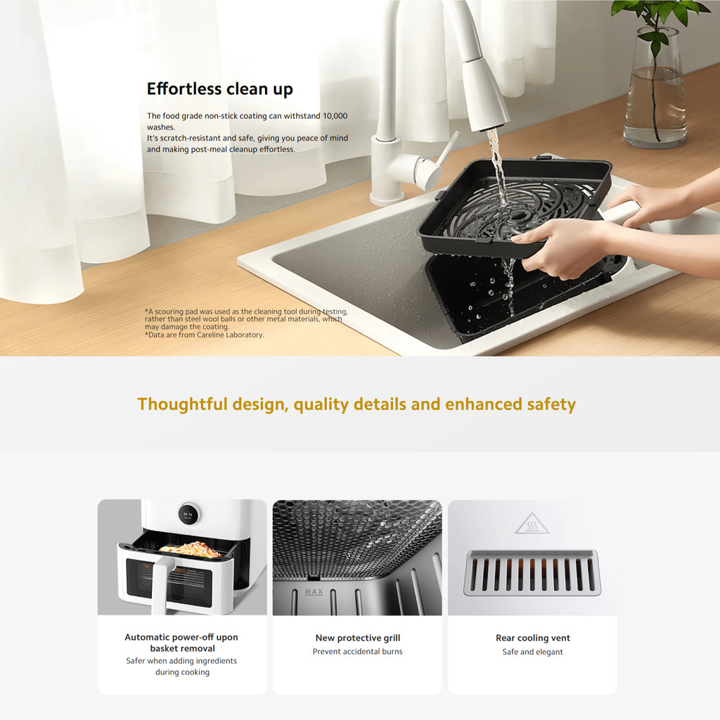 Xiaomi Smart Air Fryer 5.5L หม้อทอดไร้น้ำมัน I กำลังไฟ 1600 วัตต์ I หน้าต่างภาพ I รองรับการปรุงอาหารด้วยอุณหภูมิต่ำ - รูปที่ 7