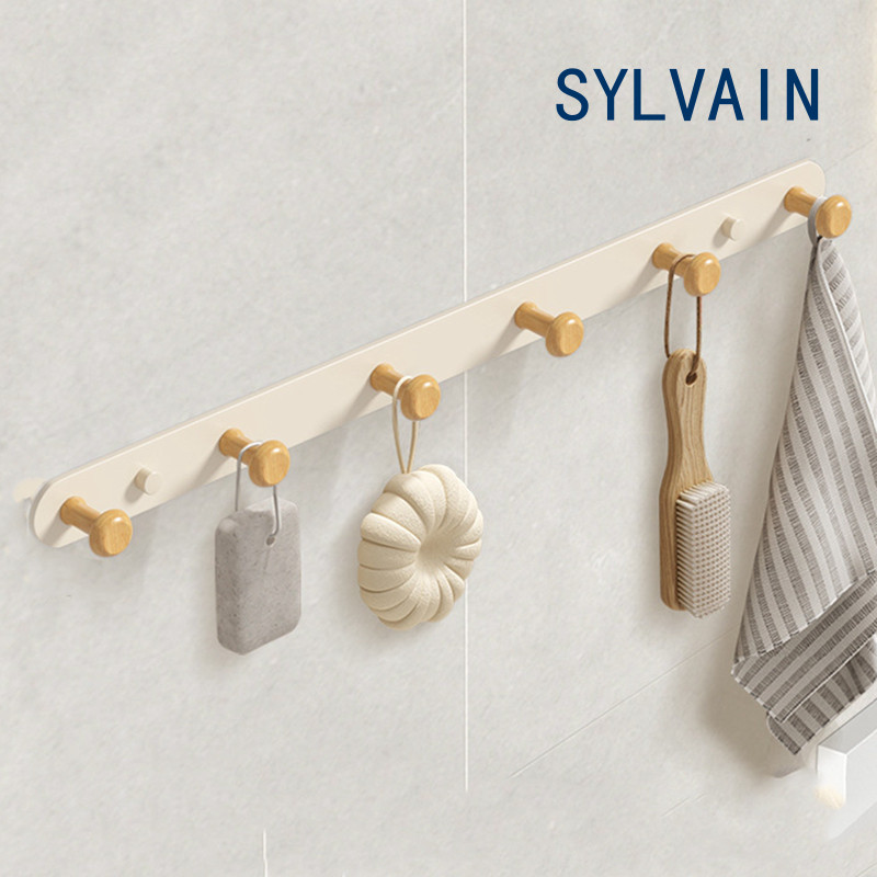 ติดผนังเหนือตะขอประตู ชั้นวางตะขอพับได้ประหยัดพื้นที่ ไม่มีการติดตั้งเจาะ องค์กรจัดเก็บตู้เสื้อผ้า ประตูหลังไม้แขวนเสื้อ