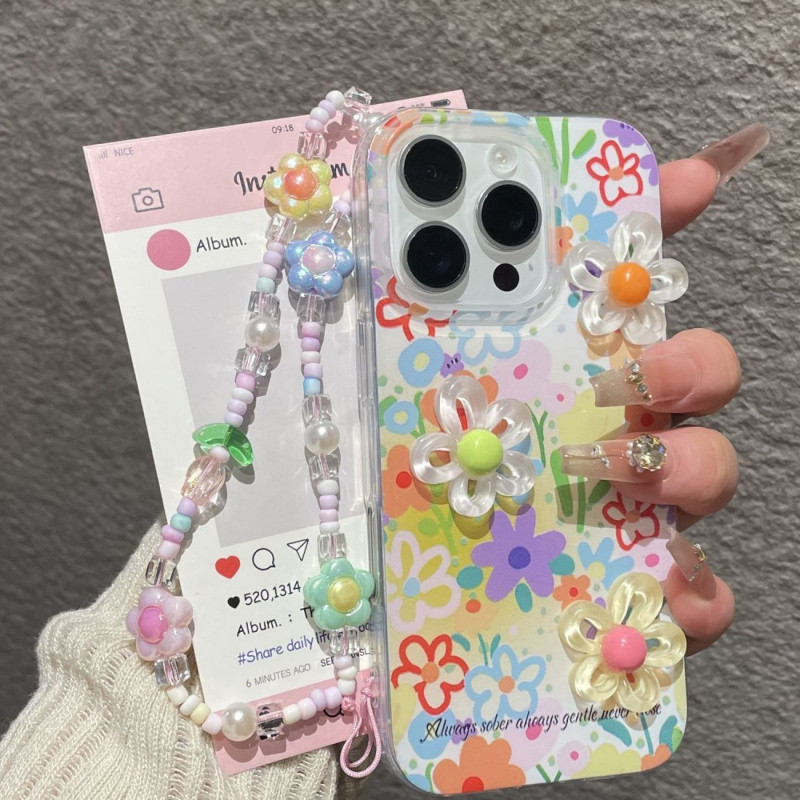 ดอกไม้สีสันสดใสสามมิติ 16/15/14/13 เคสโทรศัพท์ IPhone Xsmax/Xr เคสซิลิโคนป้องกัน