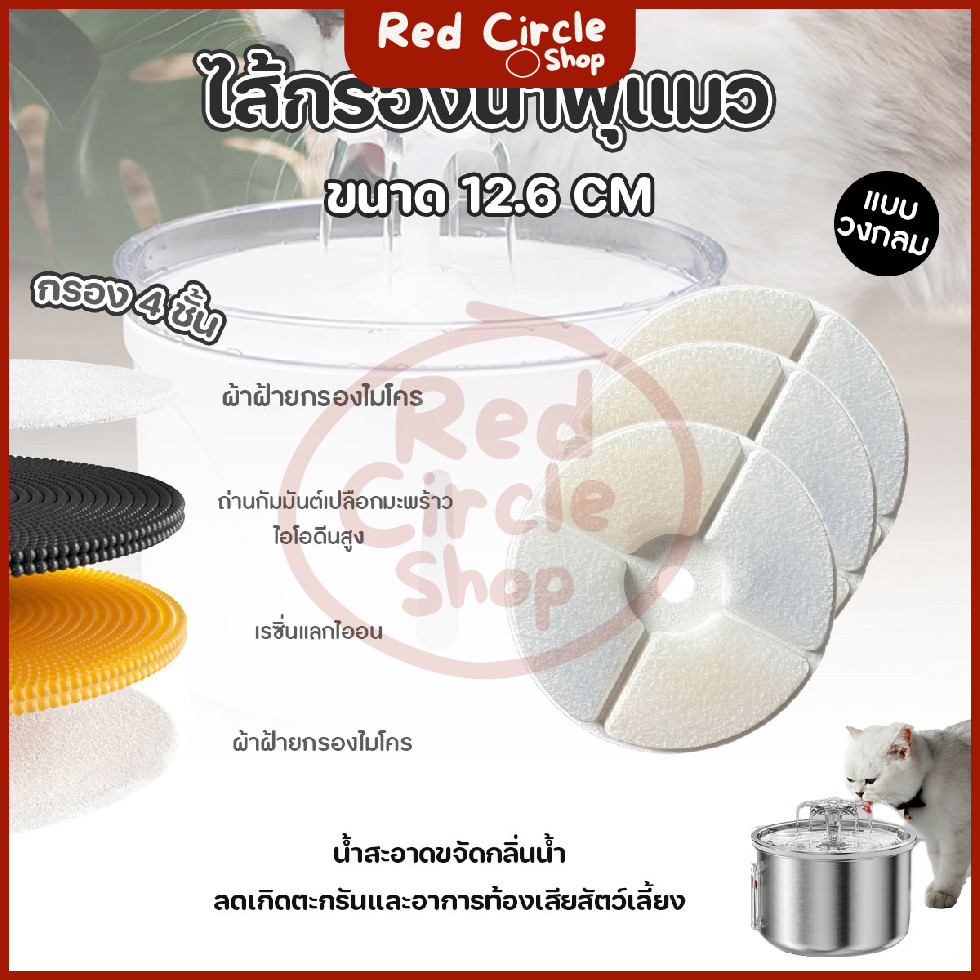 🔴พร้อมส่ง🔴 ไส้กรองน้ำสำหรับน้ำพุแมว ไส้กรองน้ำพุแมววงกลม 12.6 cm