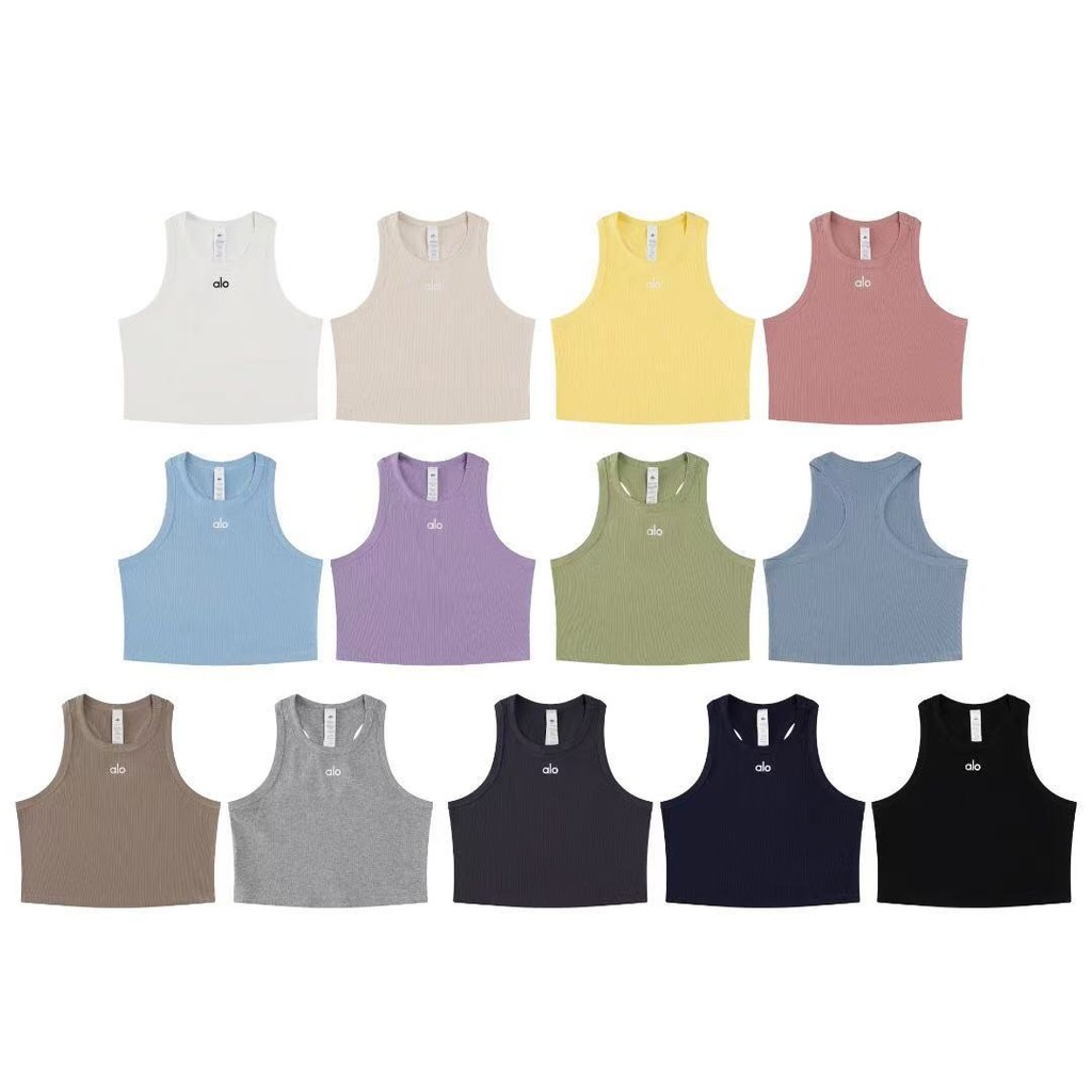 รุ่นที่ถูกต้อง Alo25 สไตล์ใหม่ของ Jisoo ฤดูใบไม้ผลิฤดูร้อน เสื้อกีฬาผู้หญิง แฟชั่นสวย เสื้อกั๊กสั้นแ