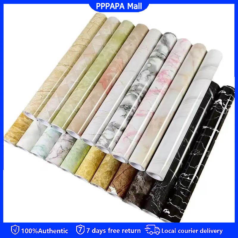 สติกเกอร์ติดผนังลายหินอ่อน กันน้ำมัน กันน้ำมัน ขนาด 60X300 ซม. ฟิล์มไวนิลติดผนังห้องน้ำ ห้องนอน ห้องครัว
