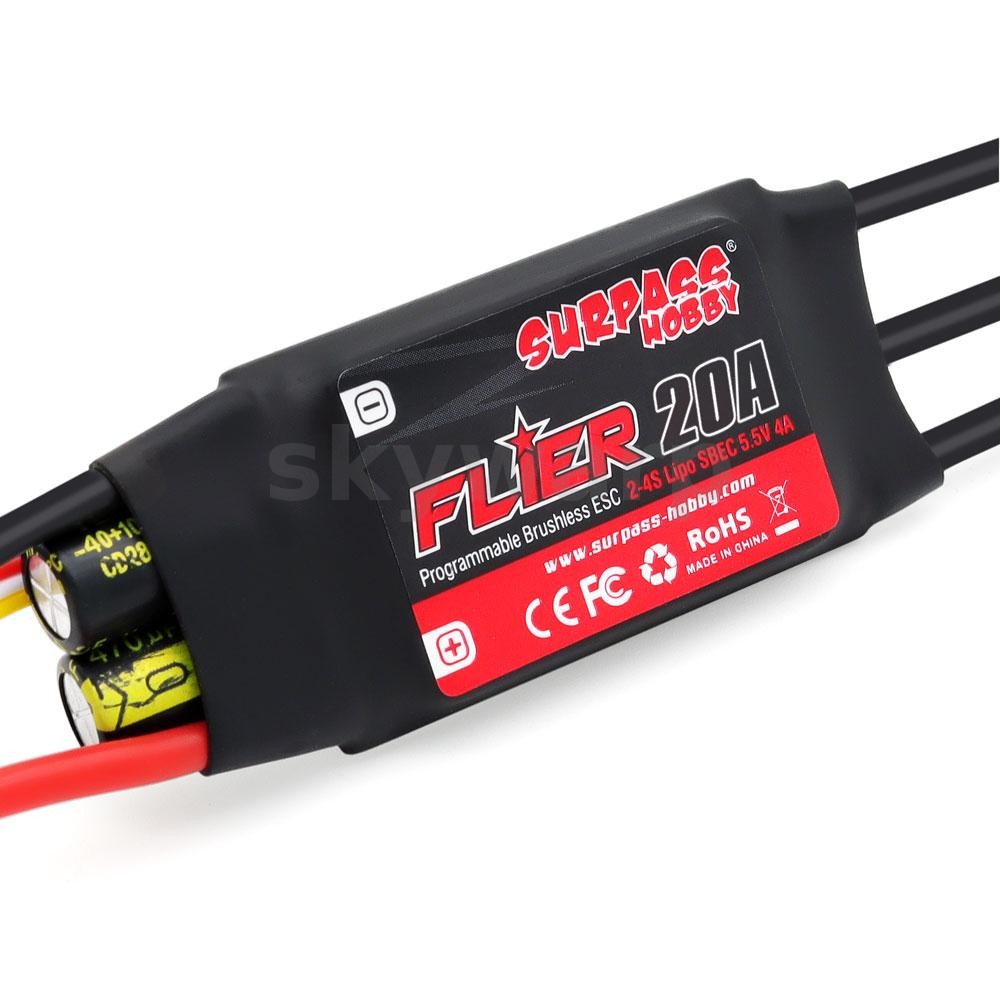 SURPASS-HOBBY FLIER 20A คอนโทรลเลอร์แบบไม่มีแปรง ESC BEC สําหรับเฮลิคอปเตอร์เครื่องบิน RC