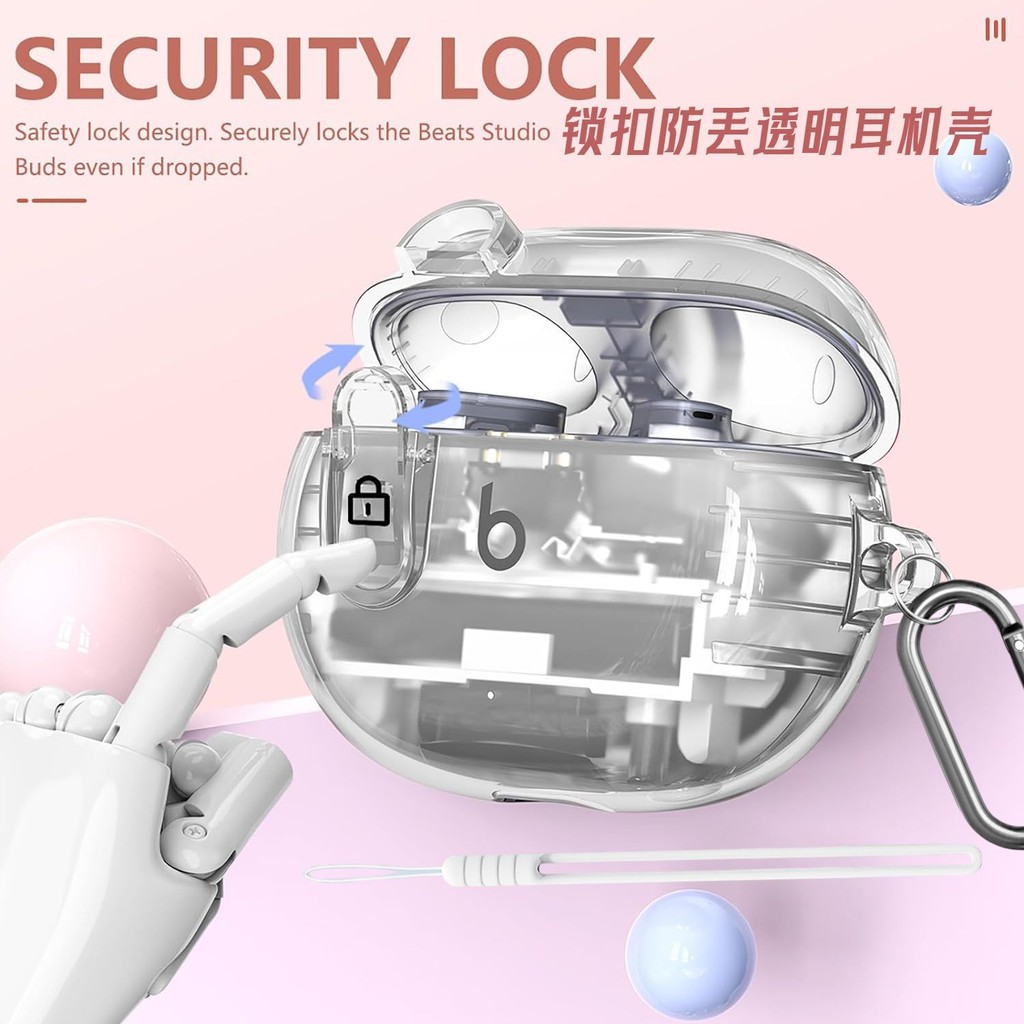 [ฝาครอบโปร่งใสกันกระแทก] เคสป้องกันหูฟัง Beats Studio Buds แบบใส Snap-on Beats Studio Buds+Soft Case