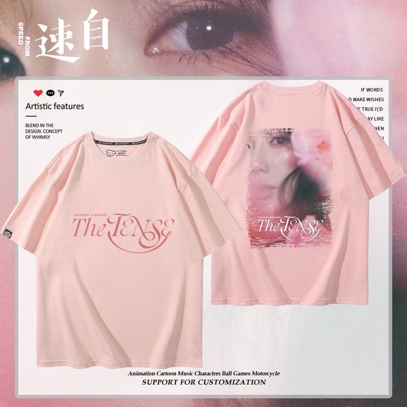 Kpop Taeyeon THE TENSE รอบคอผ้าฝ้าย T แขนสั้น Casual Hip Hop Top Man/ผู้หญิงเสื้อคู่สั้น