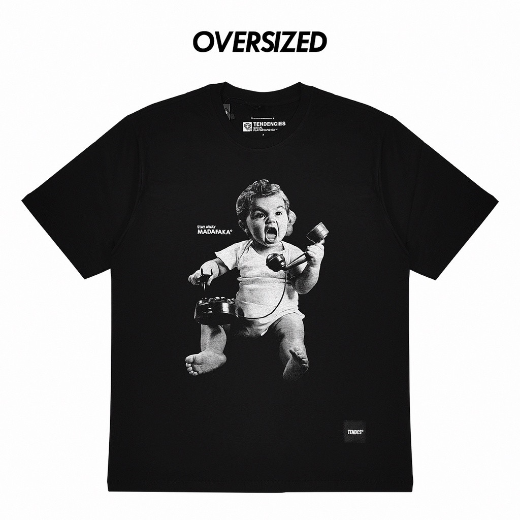 เสื้อยืด ขนาดใหญ่ BOXY KAOS Hello Baby สีดํา