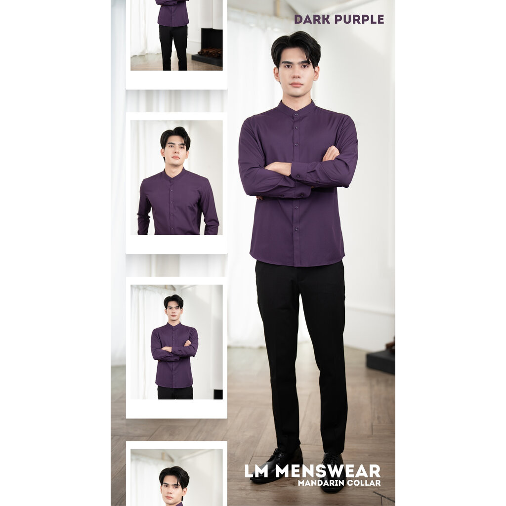 เสื้อเชิ้ตคุณภาพ คอจีน สีม่วง (Violet)