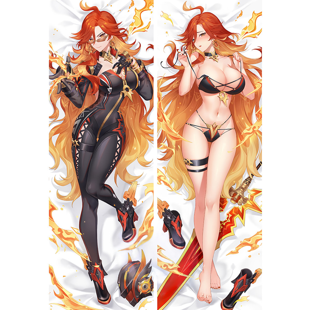 Dakimakura ปลอกหมอน Genshin Impact Pyro Archon Mavuika สองด้านพิมพ์ยาวกอดเบาะรองนั่ง