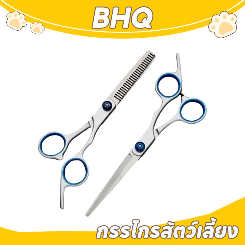 BHQ 6pcs กรรไกรตัดขนสัตว์เลี้ยงสุนัขแมว พร้อมหวีสแตนเลสและกระเป๋าสำหรับเก็บ
