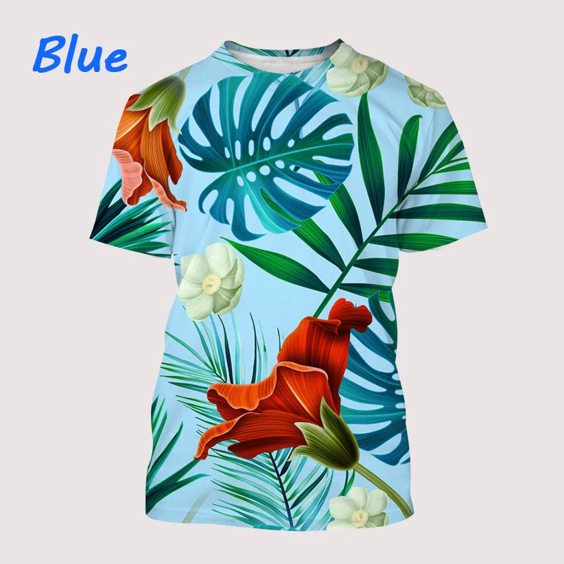 เสื้อลายแขนสั้นผู้ชาย ลายพิมพ์ดอกไม้น่ารัก เสื้อยืดสำหรับใส่ลำลอง thumbnail 5