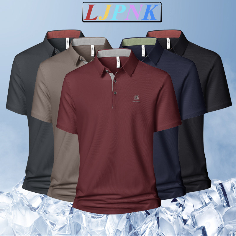 LJPNK Mens เสื้อโปโลฤดูร้อน – แขนสั้นน้ําหนักเบาและระบายอากาศหลวม Fit Business Casual Tee สําหรับสวมใส่ทุกวันและสํานักงาน