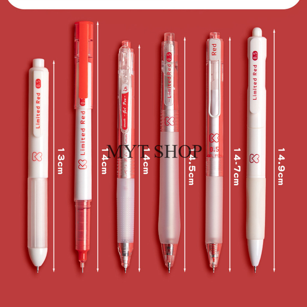 ปากกาเจล 0.5 มม. หมึกสีแดง ยกเซ็ต 1 กล่อง 6แท่ง แห้งเร็ว ขนาดใหญ่ ทนต่อการสึกหรอ สําหรับนักเรียน