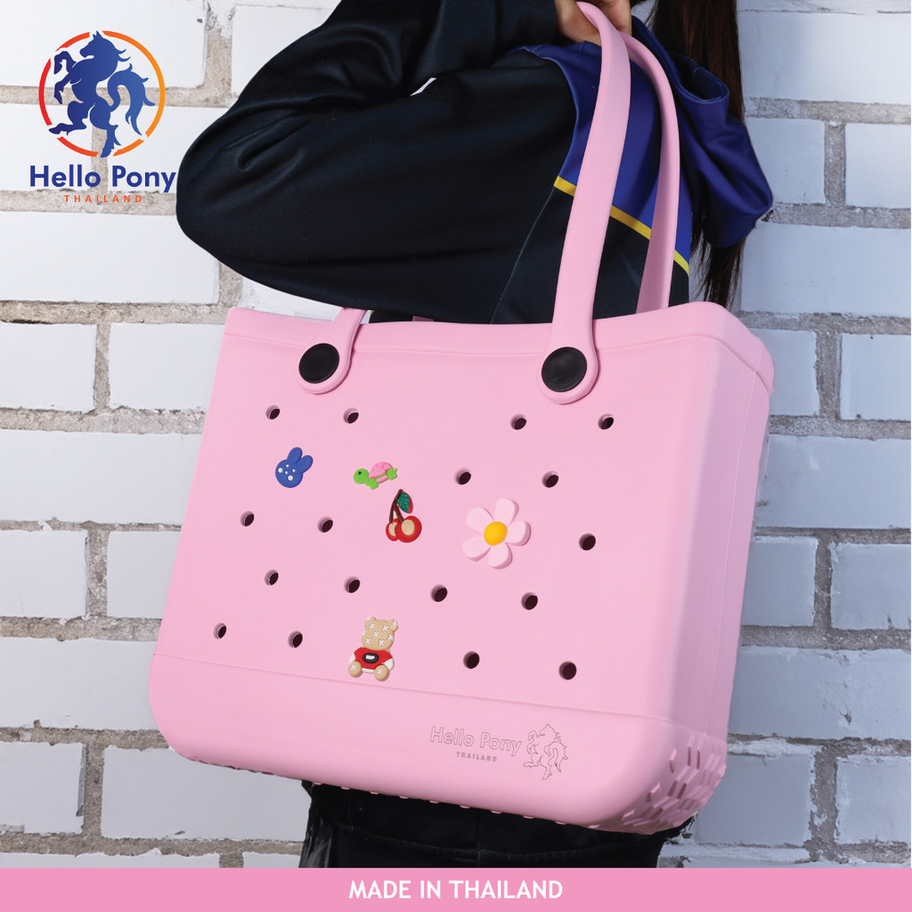 Hello Pony รุ่น BM4001 กระเป๋าสะพายไหล่ ขนาด 30 x 36 CM. แบบพกพา ยาง EVA ขนาดใหญ่ สีสันสดใส แฟชั่น จุของได้จำนวนมาก