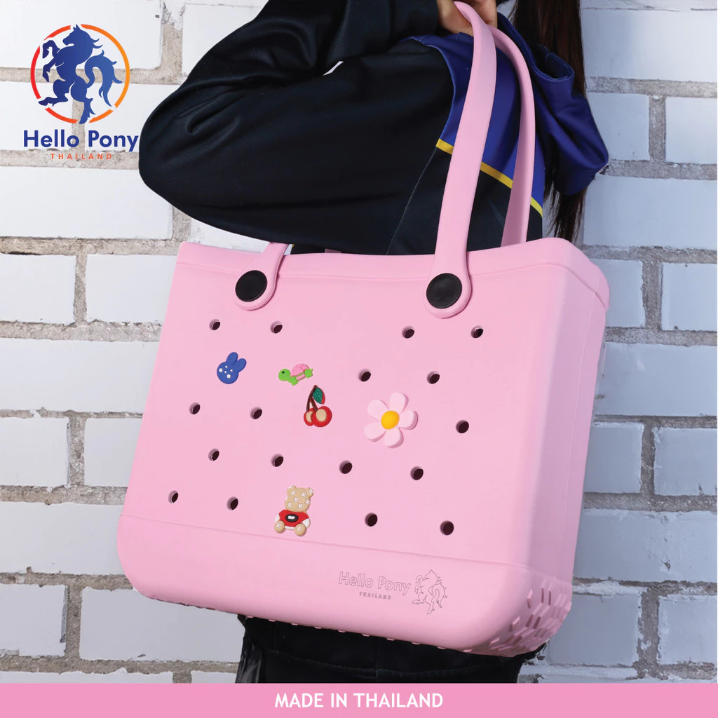 Hello Pony รุ่น BM4001 กระเป๋าสะพายไหล่ ขนาด 30 x 36 CM. แบบพกพา ยาง EVA ขนาดใหญ่ สีสันสดใส แฟชั่น จุของได้จำนวนมาก