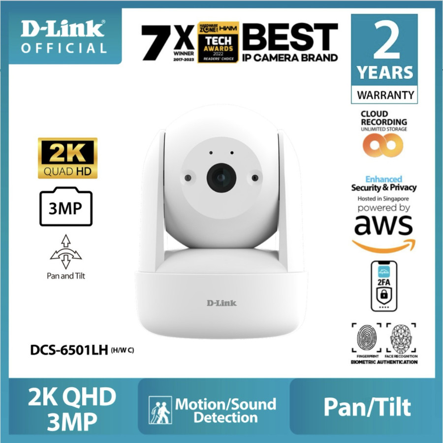 D-LINK DCS-6501LH  Security Camera 2K Pan & Tilt Wi-Fi6 Cloud