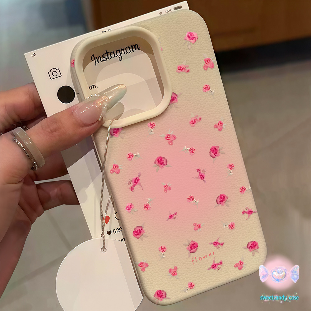 🌹จัดส่งในพื้นที่🌹เคสเหมือนเปลือกลิ้นจี่ ความรู้สึกของบรรยากาศ กุหลาบ สําหรับIPhone16 15 14 13 12 7 8plus Pro PromaxXR XS