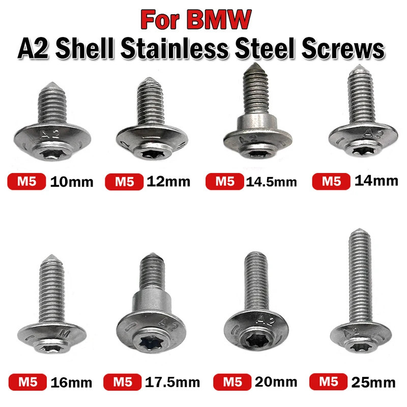 10PCS M5 สําหรับ BMW รถจักรยานยนต์เปลือกสกรูสแตนเลส R1200GS ADV R1250GS R1200RT S1000XR RR S1000R C600 C650GT F750GS F850GS K1600GTL C400X K1600B