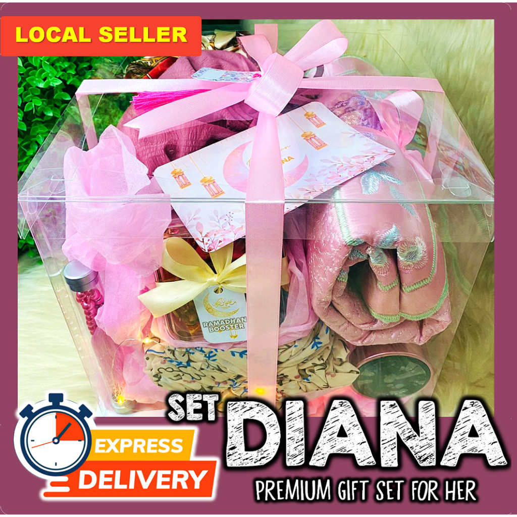 AdianaGift [FAST] SET DIANA Premium Ramdhan for Her Telekung Sejacah Flask ชื่อที่กําหนดเองฟรี
