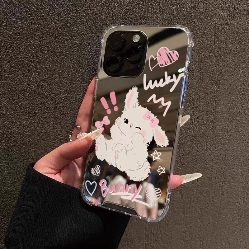 SAMSUNG Make Up Mirrorเคสโทรศัพท์สําหรับSamsung A15 A16 A35 A36 A55 A56 A05 A06 A14 S23 FE S24 FE S25 S22 Plus Ultraเกาหลีน่ารักกระต่าย