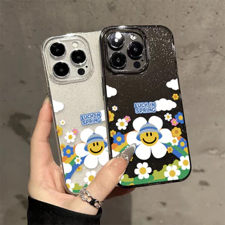 เคส iPhone 16 17 PRO ใสแวววาวด้วย TPU นุ่มสีสันสดใส พร้อมลายดอกทานตะวันสีรุ้งสุดน่ารัก เข้ากันได้กับ iP11 12 13 14 15