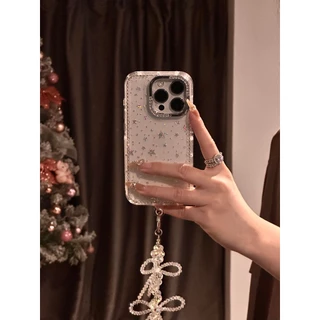 Huiwanju ใช้กับเคสโทรศัพท์มือถือ iPhone16promax 15 ใหม่ iphone14 เลเซอร์ดาว 13promax กลิตเตอร์ 12 อะคริลิค 11pro ผู้หญิง 16plus เพชรเต็มดาวป้องกันการตก 16E เคสป้องกัน