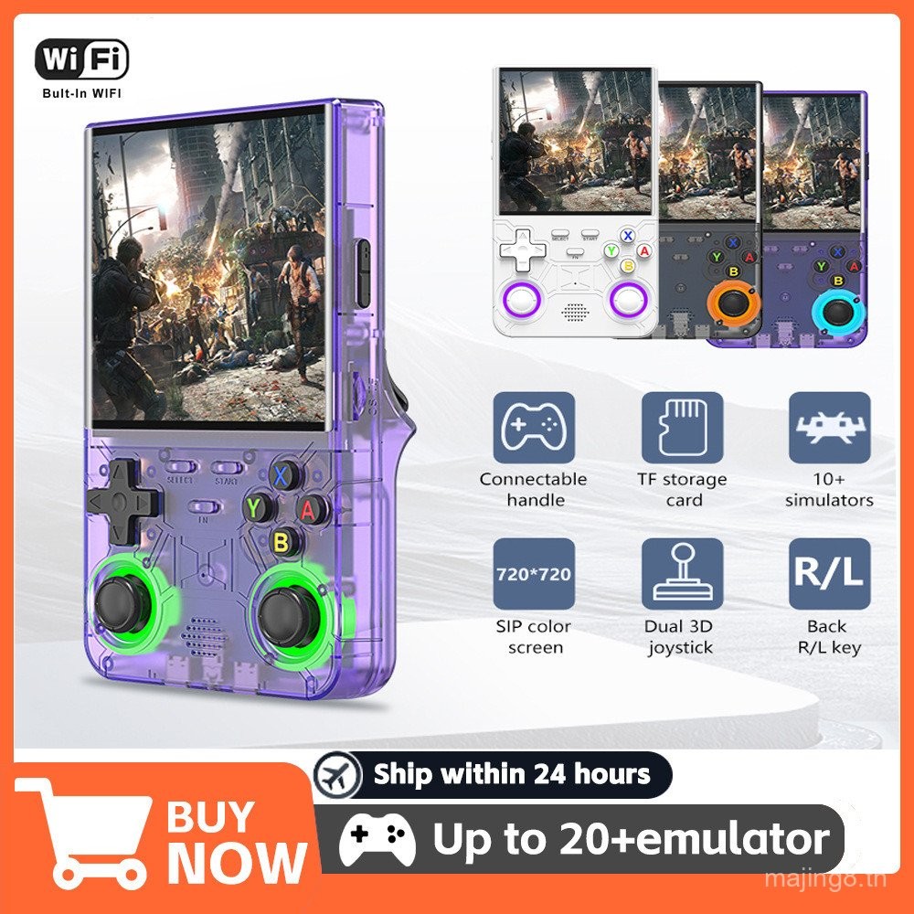 คอนโซลเกมมือถือ R36 Ultra แบบเปิด หน้าจอ 4.0 นิ้ว R36S เครื่องเกมอาร์เคดแบบพกพาสไตล์เรโทร