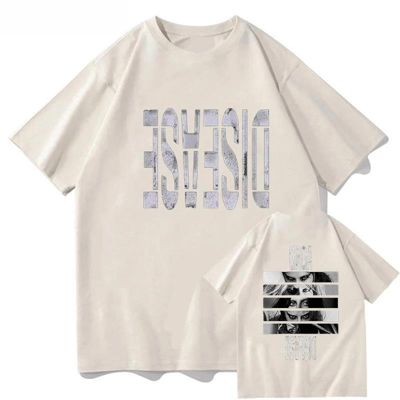 เสื้อยืด Lady Gaga Disease 2025 Lady Gaga คอนเสิร์ต Merch พิมพ์ลายสตรีทแวร์