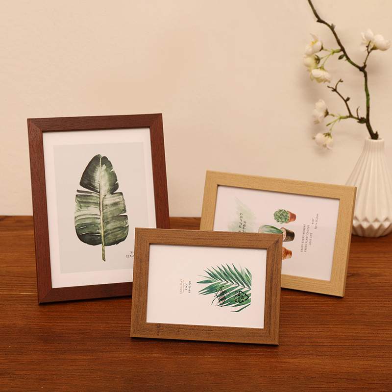 กรอบรูปไม้ 4x6/5x7 Wall Desktop Decorative Simple DIY กรอบโปร่งใส Kayu Bingkai Frame