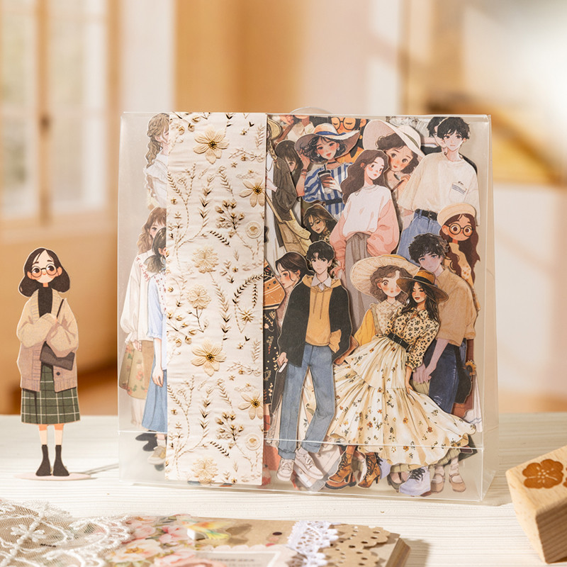 WEI 100 ชิ้น [Crowd Like Clouds Series] ตัวละครธีมเต็นท์เด็ก DIY ภูมิทัศน์สติกเกอร์กระดาษแข็งสติกเกอร์กระดาษ Scrapbooking วัสดุสมุดภาพชุด - รูปที่ 5