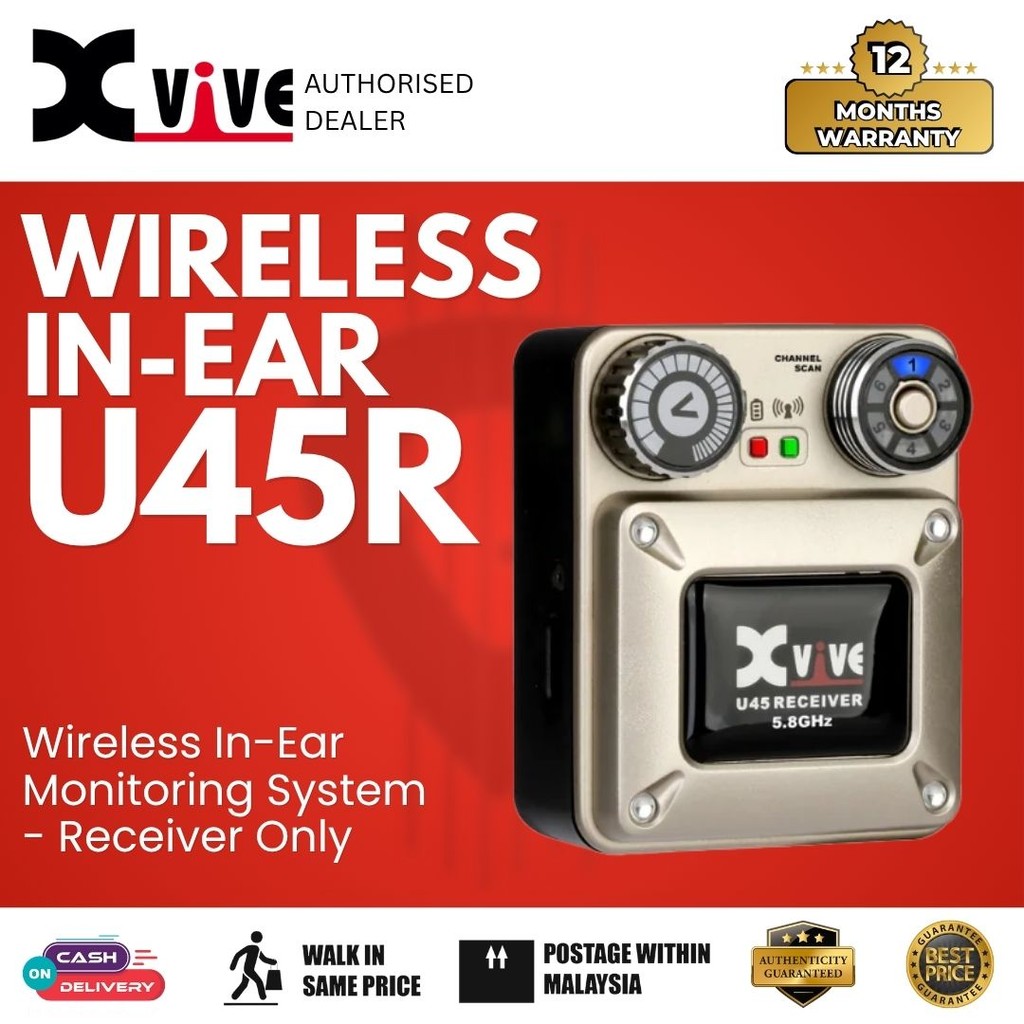 Xvive U45R 5.8GHz ระบบตรวจสอบอินเอียร์ไร้สาย - ตัวรับสัญญาณเท่านั้น