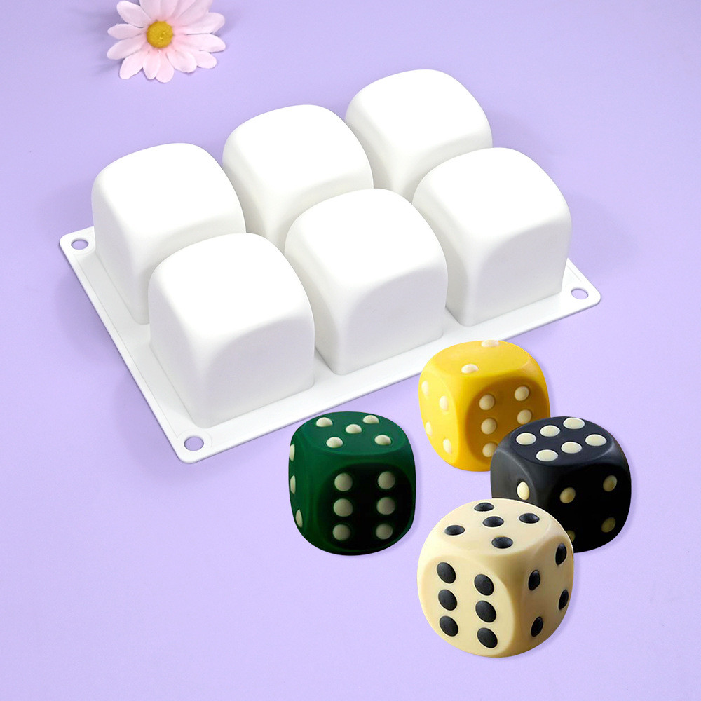 6-Cavity ขนาดใหญ่ลูกเต๋ามูสเค้กแม่พิมพ์ช็อคโกแลตขนมตกแต่งแม่พิมพ์สบู่แฮนด์เมดพลาสเตอร์นวดแม่พิมพ์ของเล่น DIY เบเกอรี่เครื่องมือ