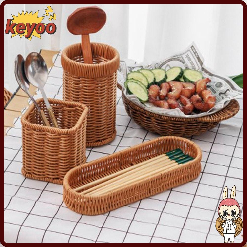 ขนมปัง คีย์อูล ตะกร้าผักผลไม้, ความแข็ง 7 รูปแบบหวายหวายหวายทอตะกร้าเสิร์ฟ, ครัวเรือนทอมือหวายตะกร้าร้านอาหารเสิร์ฟโต๊ะแสดง
