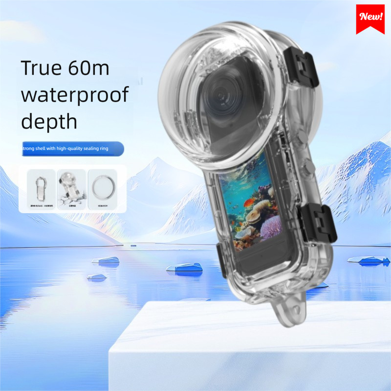 เคสดําน้ําที่มองไม่เห็นสําหรับ Insta360 X5, 60 M/196ft เคสกันน้ําใต้น้ําดําน้ําสําหรับ Insta 360 X5 เคสป้องกัน ราคา ถูกที่สุด ดีลบีเคเค แกลเลอรีภาพที่ 4
