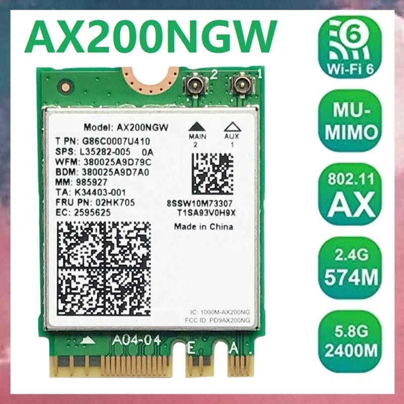 การ์ดเครือข่าย WiFi การ์ด AX200 AX200NGW M.2 NGFF Bluetooth 5.0 WiFi 6 2.4G/5G 802.11Ac/Ax