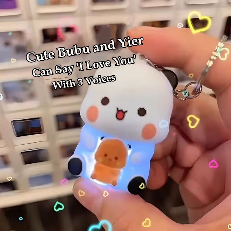 Yier Bubu "I LOVE YOU" ส่องสว่างและเสียงน่ารัก Bubu Dudu พวงกุญแจคู่แฟนของเล่น