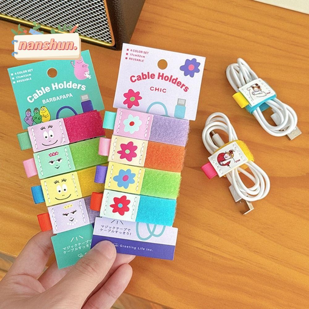🌈NANSHUN Data Cable Tie, Coco Girl Cartoon Data Cable Holder, Japanese Barbapa Cable Organizer