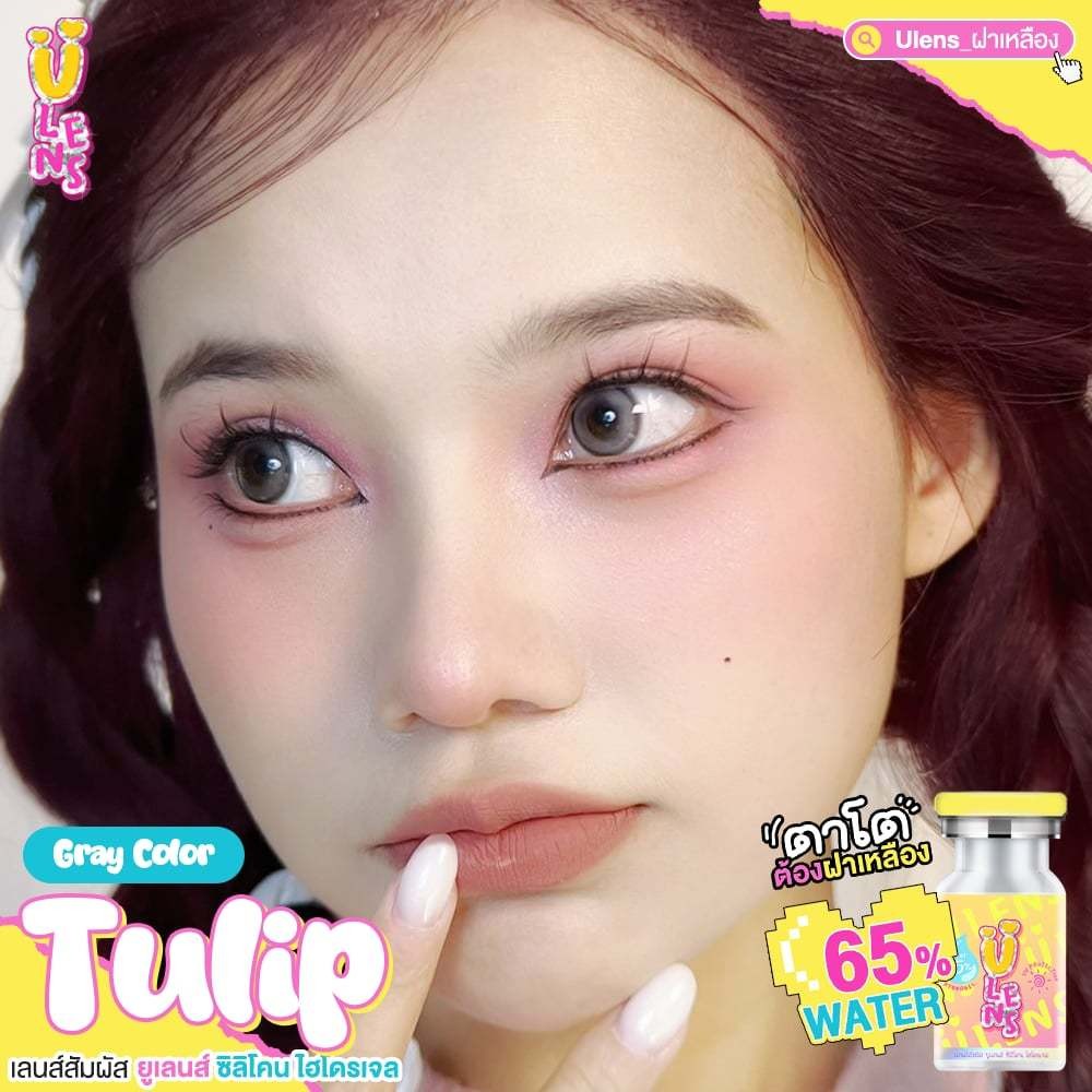 🔥คอนแทคเลนส์ Silicone Hydrogel❤️Size : M❤️Tulip (Ulens) สี : Brown / Gray