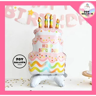 ลูกโป่งเค้กวันเกิด ตั้งพื้นได้ ลูกโป่งฟอยล์ Happy Birthday HBD เหมาะสำหรับตกแต่งงานวันเกิด ปาร์ตี้ ฉากถ่ายรูป และงานฉ...