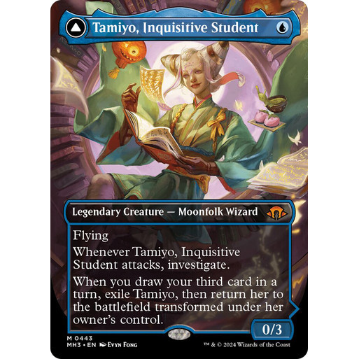 EDH PlayTest cards - Tamiyo, Inquisitive Student // Tamiyo, Scholar ปรุงรส (สีน้ําเงิน)