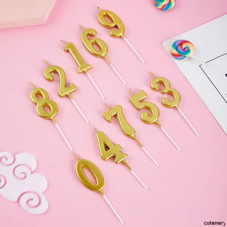 🛒 เทียน Happy birthday เทียนตัวเลข เทียนตัวเลขสีทอง 0-9 มีฐานรอง ตกแต่งเค้กวันเกิดใส่ทองชุบ ตัวเลข เทียนตัวเลขสีทอง