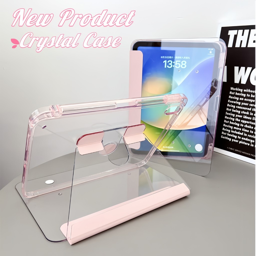 เคสไอแพดหมุนได้360° for air7/air6/air5/4 gen11/gen10 gen9/8 mini7/6 Crystal Glass Caseเคสใสกันกระแทก