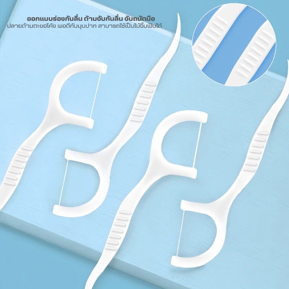 BLIVO 3/5PCS หมขัดฟัน2IN1ชนิดด้าม(50ชิ้น/กล่อง)ทางการแพทย์ ไม้จิ้มฟันพลาสติก ไหมขัดฟันแบบแท่ง แปรงขัดซอกฟัน แปรงสีฟัน - รูปที่ 3