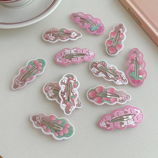 COD-พร้อมส่ง กิ๊บหนีบผม หน้าม้าคลิปด้านข้าง สีชมพูดอกทิวลิป น่ารักหวาน สไตล์เกาหลี นักเรียนสำหรับผู้หญิง 1 ชิ้น