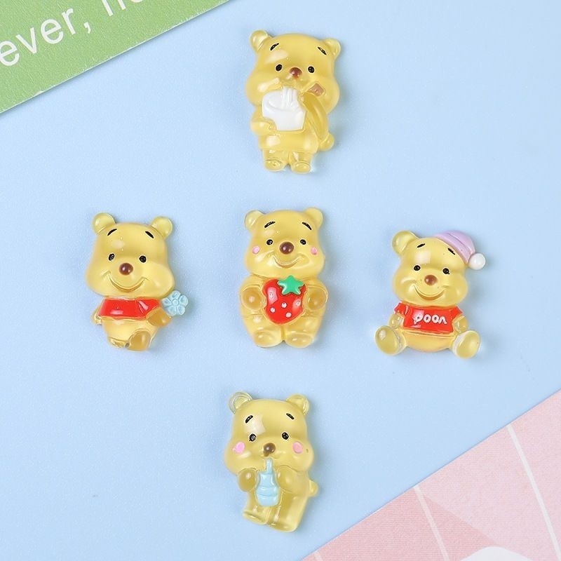 [100ในสต็อก] ลายการ์ตูนวินนี่เดอะพูห์เรซิน DIY ครีมกาวเคสโทรศัพท์เจ้าหญิงน่ารักสีครีมอุปกรณ์เด็ก