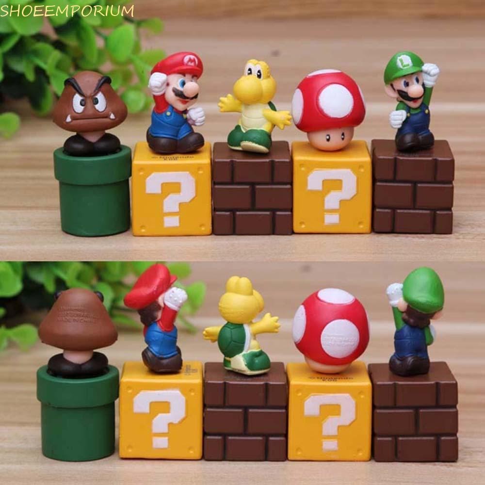 SHOEEMPORIUM รูปของเล่นรูปปั้น PVC อะนิเมะรุ่นเดสก์ท็อปตกแต่งคอลเลกชันรุ่น Mario Super Mario Bros.