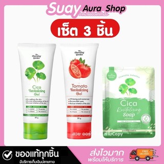 เซ็ต 3 ชิ้น เดอะ ชาร์มมิ่ง การ์เด้น ซิก้า ทะเมโท รีไวทัลไลซิ่ง เจลมะเขือเทศ ใบบัวบก Cica Skincare