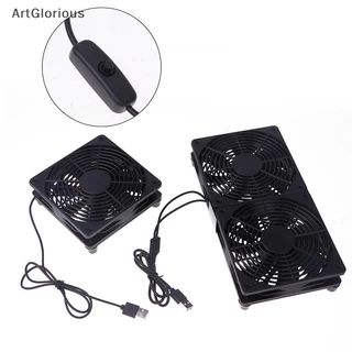 Art 1 ชุด High Airflow พัดลมระบายความร้อนสําหรับ Router Modem Receiver 120 มม.DC12V USB Powered PC Router แฟนสาย N