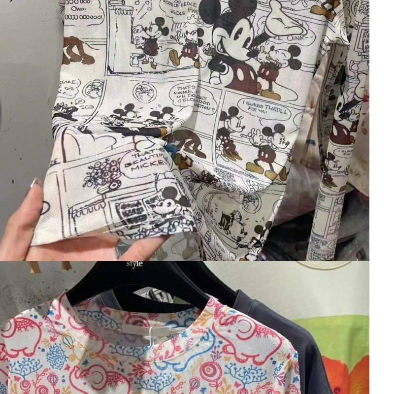 ฤดูใบไม้ผลิฤดูร้อนสไตล์ใหม่การ์ตูน Mickey ผ้าไหมน้ําแข็งตาข่ายเสื้อยืดแขนยาวผู้หญิงเวอร์ชั่นเกาหลี Top Layered All-Match - รูปที่ 5